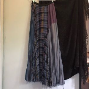 Free People Plaid Patchwork Maxi Skirt XS